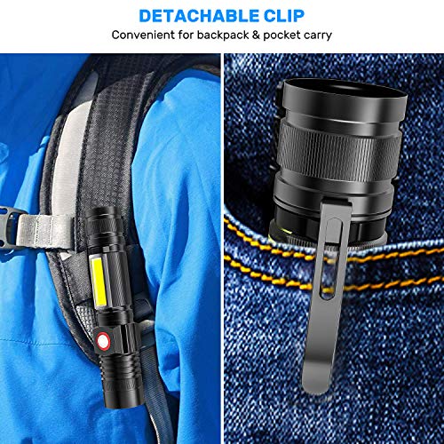 Rechargeable Led Flashlights, Magnetic Flashlight Super Bright Tactical Flashlight With Sidelight,Usb Rechargeable,Zoomable,Waterproof Best Small Flashlight For Camping, Emergency #TOP4