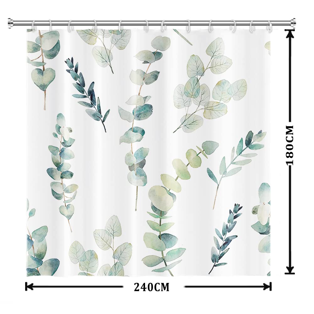 Uiiooazy Cortina de Ducha de Hoja Eucalipto, Cortinas de Ducha Verde Oro Abstracto Planta Cortinas de Baño Antimoho Impermeable Lavable Tejido de Poliéster Cortina Ducha con Ganchos 90x180cm — view 131