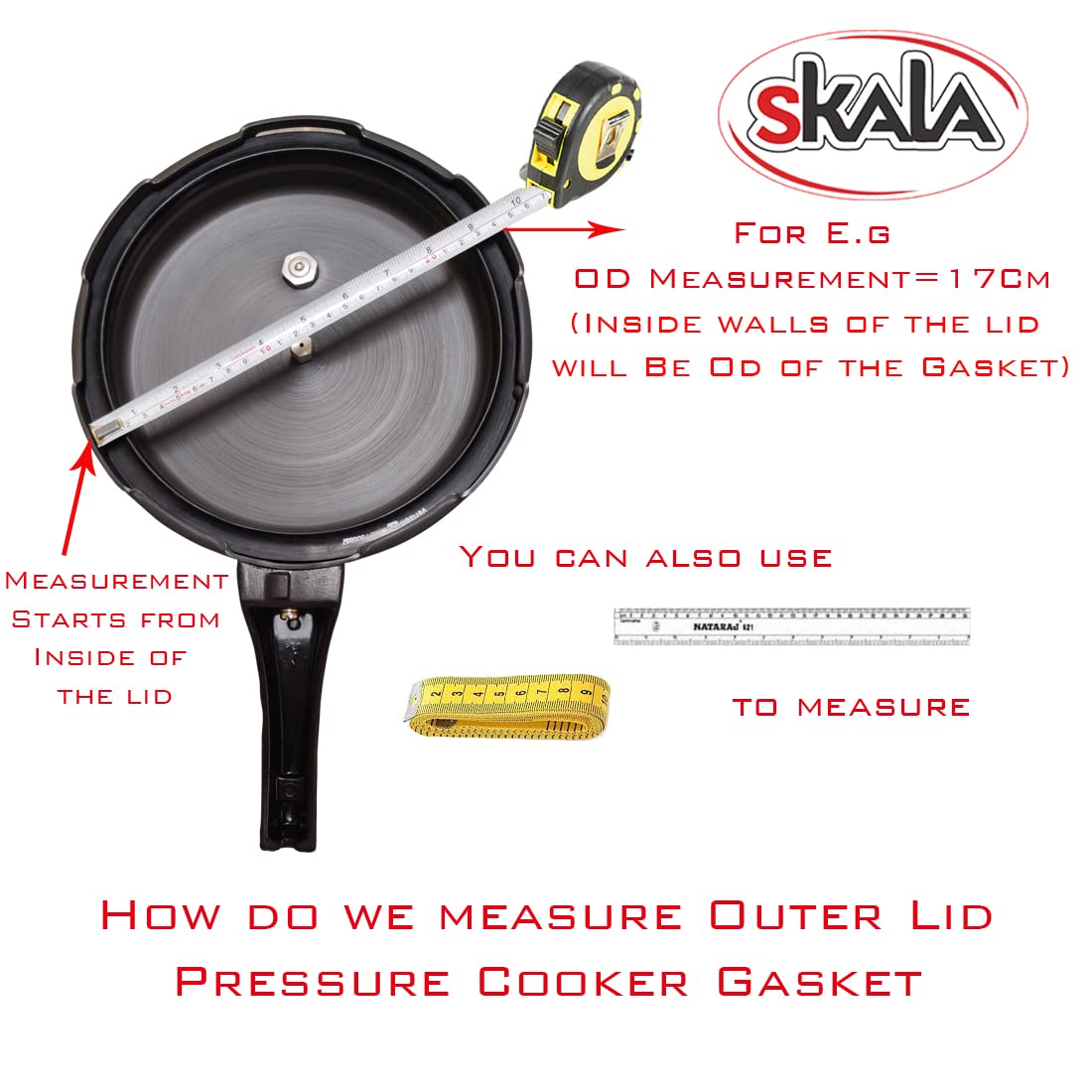 Skala Nitrile Rubber Gasket Compatible With TTK Aluminium Popular | Popular Plus | Deluxe Duo Plus | Hard Anodised Deluxe Duo Plus 1.5 Litres Outer-Lid Pressure Cooker (Pack of 1) 2