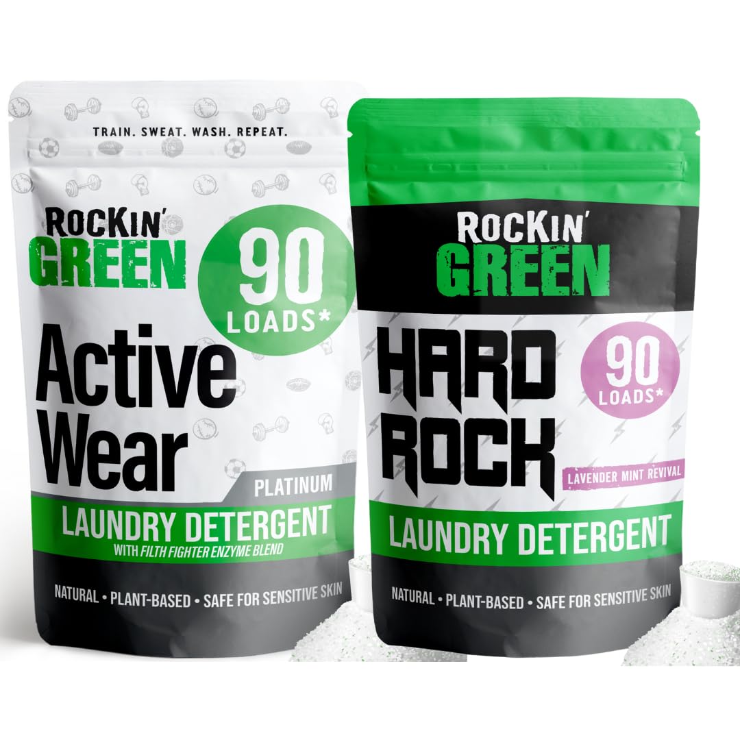 Rockin' GreenActivewear 90 Loads Bundle With Hard Rock Lavender Mint Revival 90 Loads | All-Natural and Eco-Friendly | Non-Toxic and Safe for Sensitive Skin | Vegan and Biodegradable
