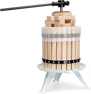 3.17 Gallon Fruit Wine Press Solid Wood Basket Wine Making Press with 6 Blocks 12 Liter Cider Apple Grape Crusher Manual Juice Maker for Kitchen Home Outdoor Black