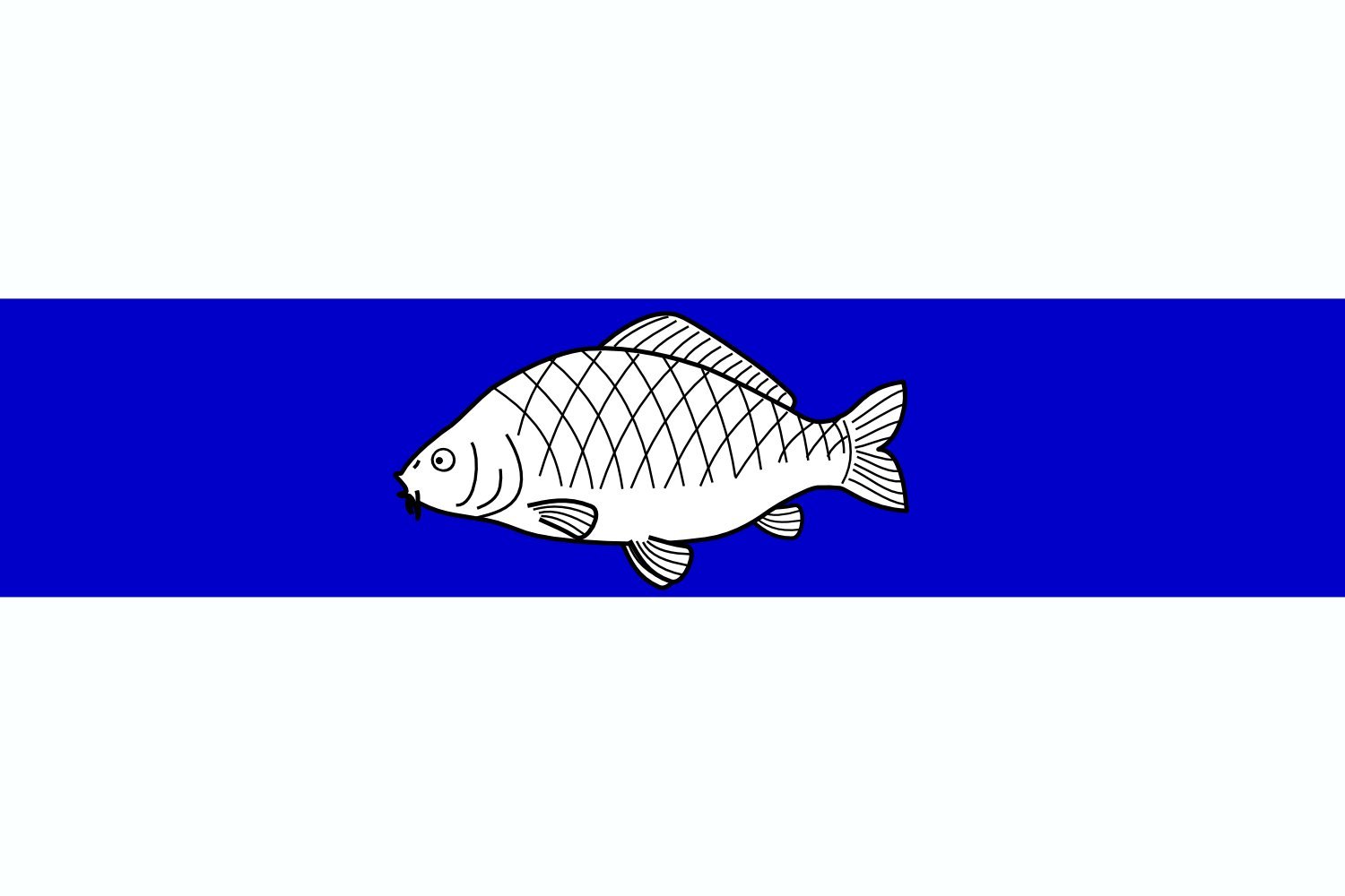 Drapeau Ceska Rybna CZ XL format paysage avec blason officiel