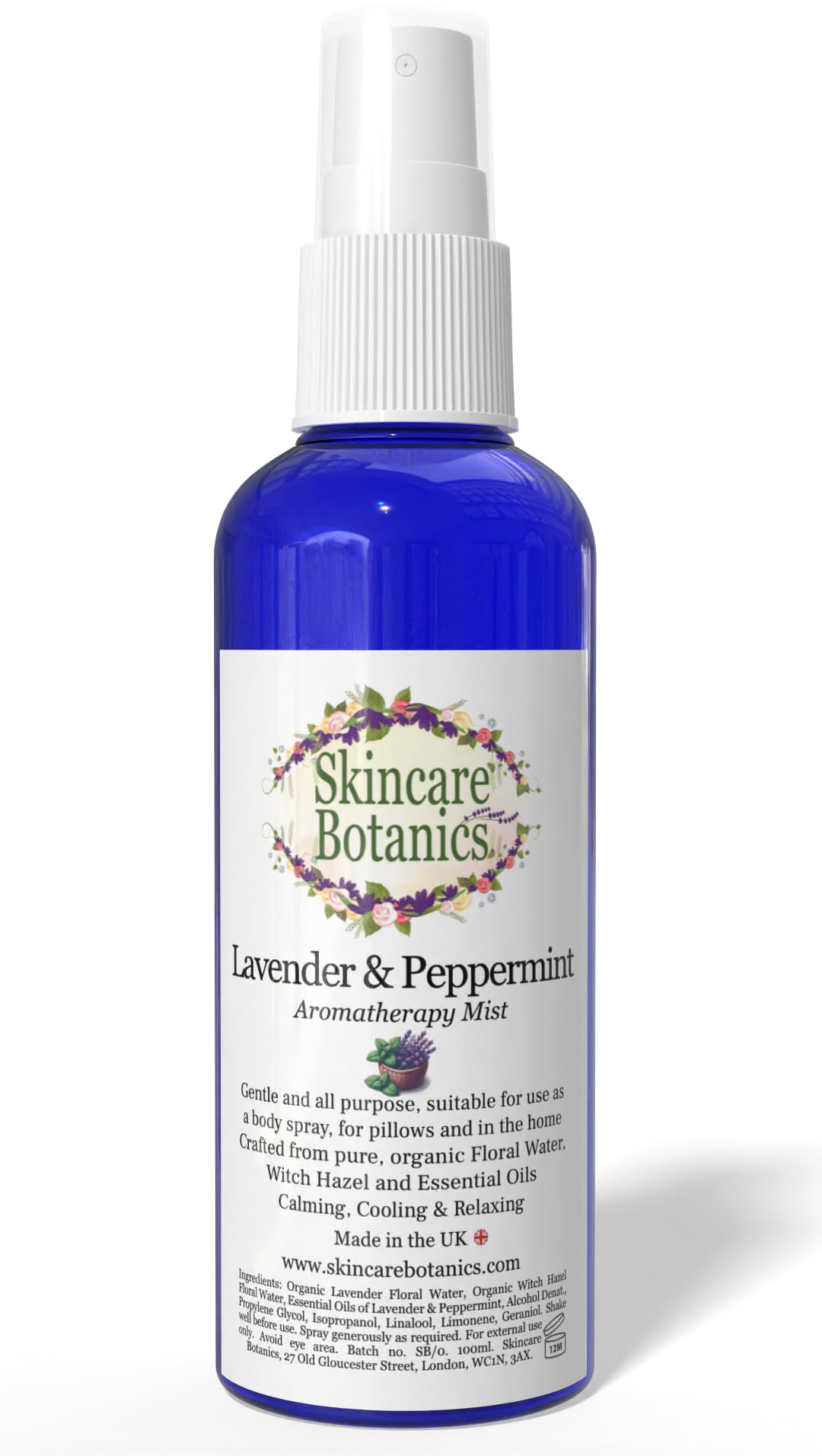 Skincare Botanics Lavender & Peppermint Spray | Natural Room, Pillow & Body Mist | Calming & Cooling | 100ml