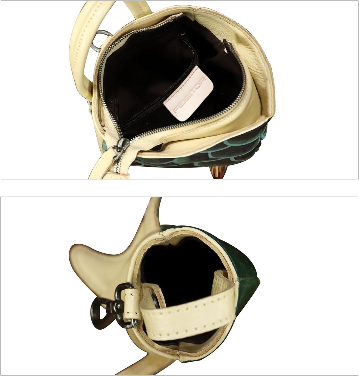 Genuine Leather Sling Bag for Women and Men Backpack Purse Handmade Cute Whale Shark Shape Shoulder Crossbody Backpack (Multicolor) - Image 6