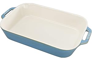 Rustic Staub Turquoise Rectangular Baking Dish for Oven Use
