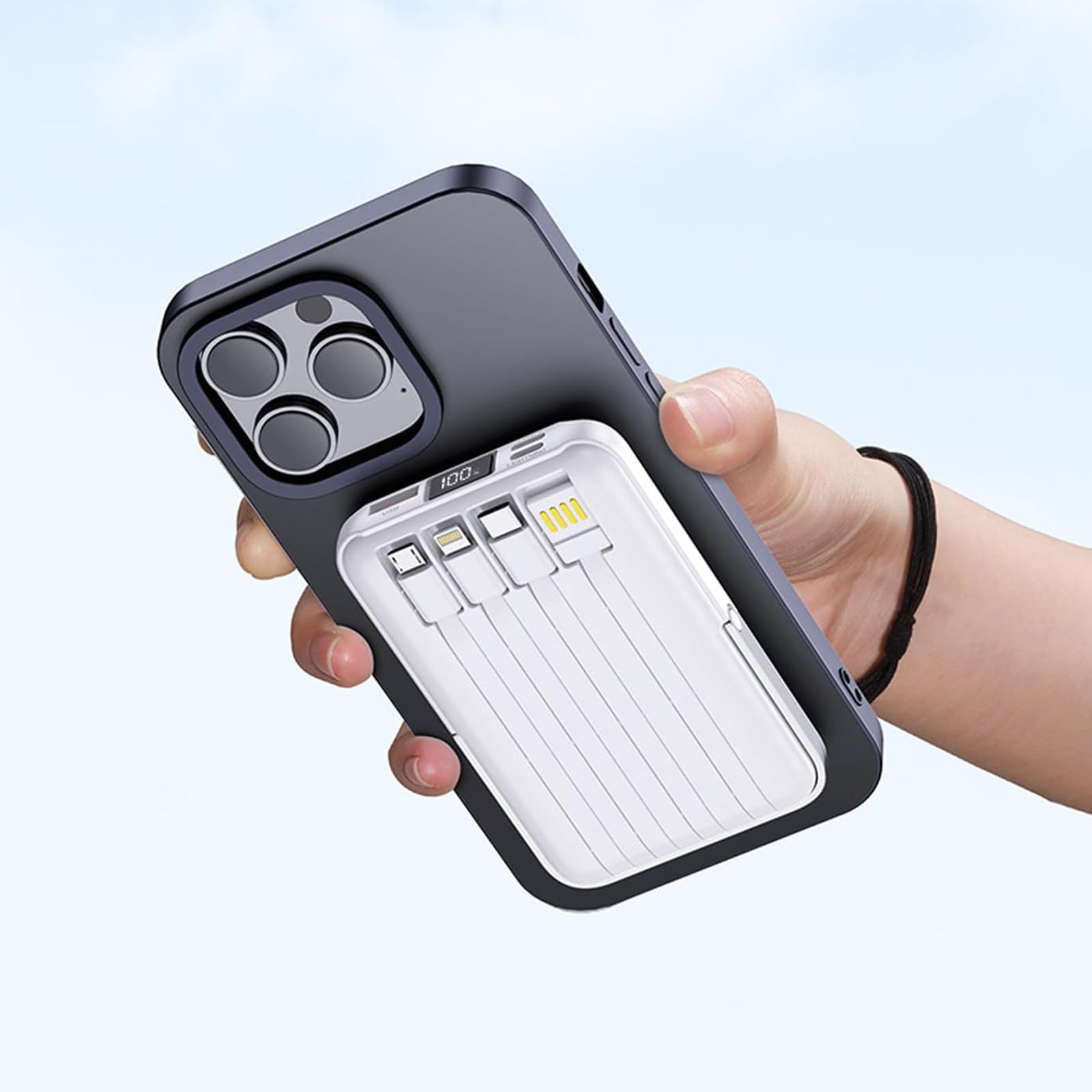 Power Bank Magnetico 10000Mah, Ricarica Rapida, Alimentazione Mobile, Power Bank Magnetico 10000Mah, Caricabatterie Portatile,Nero