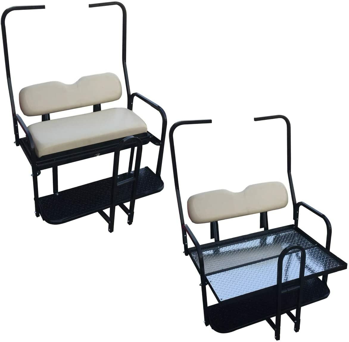 Club Car DS Golf Cart Rear Flip Back Seat Kit for 1982-2000.5 - Factory Buff - Light Tan