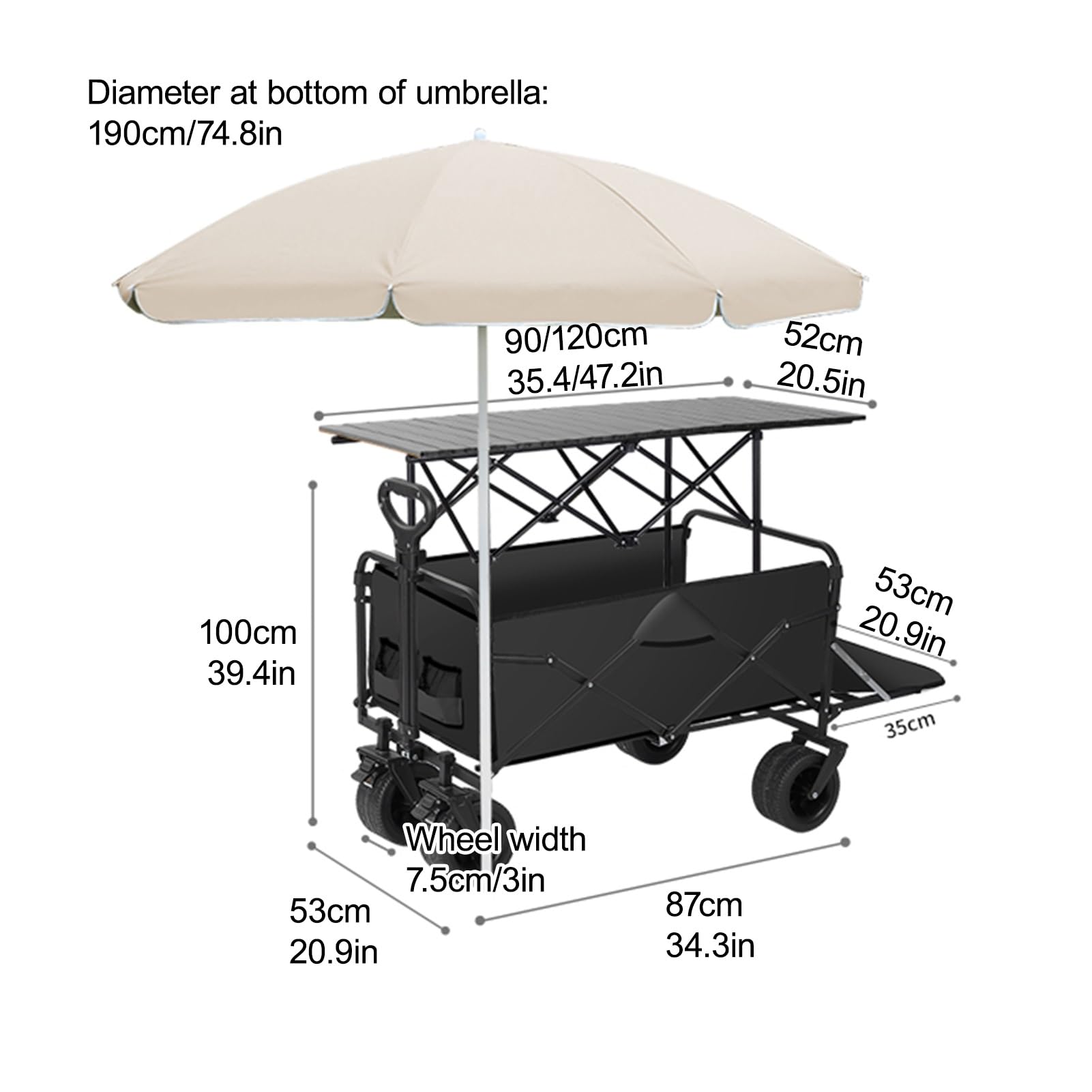 Carrello pieghevole all'aperto portatile del fornitore dell'alimento con il baldacchino, carrello del chiosco di vendita del mercato per le vendite della fiera & di evento della via