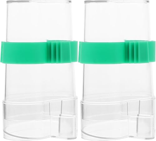 POPETPOP Dispensador de agua para pájaros 2 alimentadores automáticos para pájaros para jaula, dispensador de agua de periquitos transparentes,
