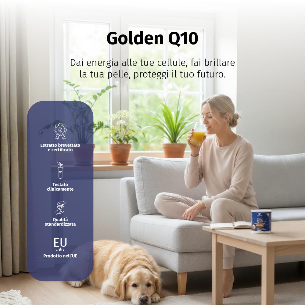 Nature's Finest Golden Q10, 150 g - Coenzima Q10 con Vitamina C in Polvere e Complesso Vitamina B - Integratore Alimentare in Polvere Gusto Arancia