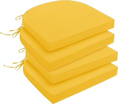 downluxe - Cojín para asiento, redondo, impermeable, para exteriores e interiores, para patio o jardín, 43 x 41 x 5 cm, amarillo, paquete de 4