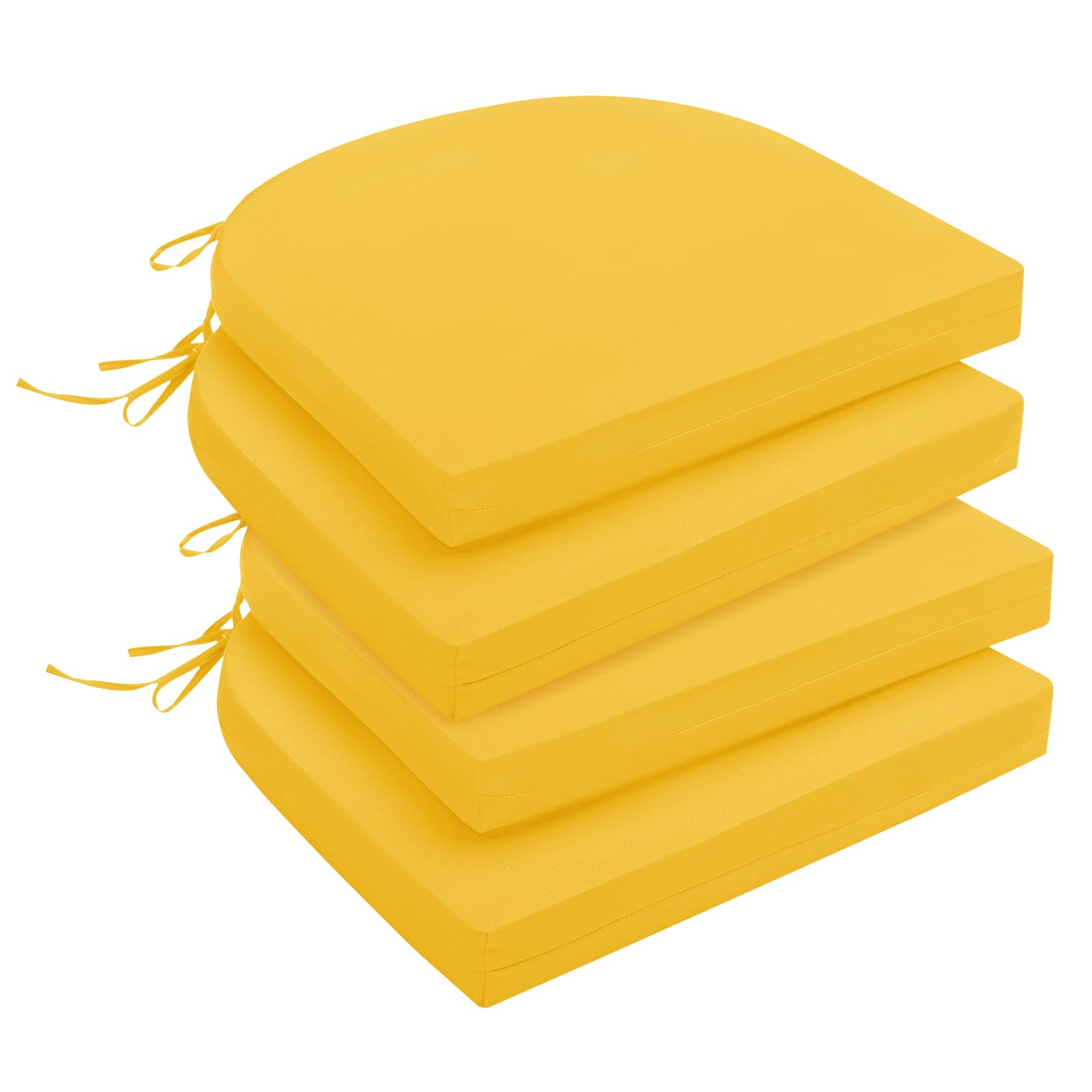 downluxe Outdoor Chair Cushions Set of 4 for Patio Furniture, Water-Resistant Patio Chair Cushions with Ties, High Density Foam Outdoor Seat Cushion, 17" X 16" X 2", Yellow