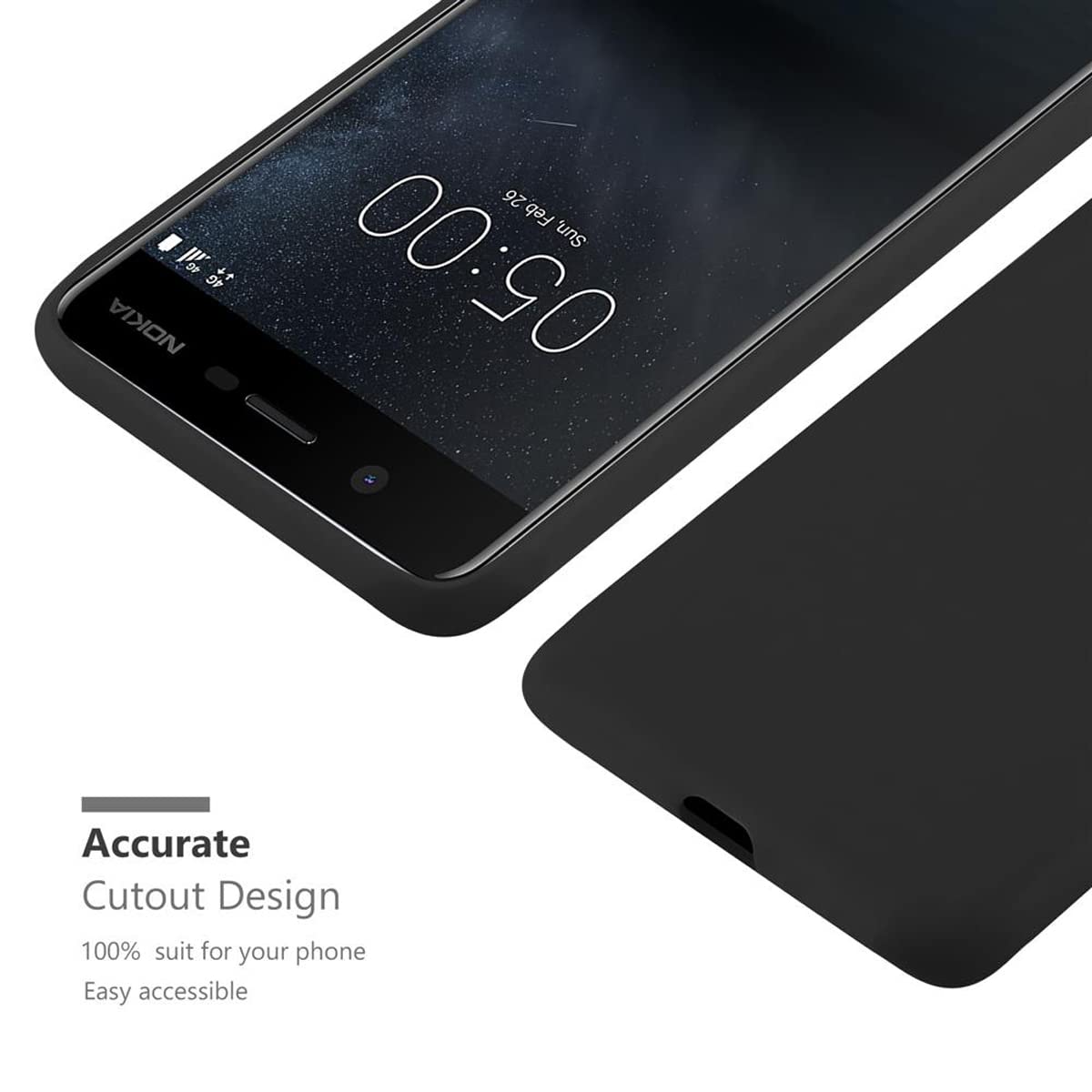 Cadorabo Custodia per Nokia 8 2017 in FROST NERO - Morbida Cover Protettiva Sottile di Silicone TPU con Bordo Protezione - Ultra Slim Case Antiurto Gel Back Bumper Guscio