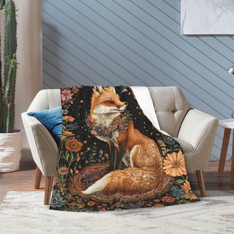 Fox Blanket Warm Plush Fox Flannel Throw Blanket Super Soft Fleece Cozy Fuzzy Foxes Stuffed Animal Blanket Gifts for Kids Teens Adults Room Decor 40"X50" - Image 5