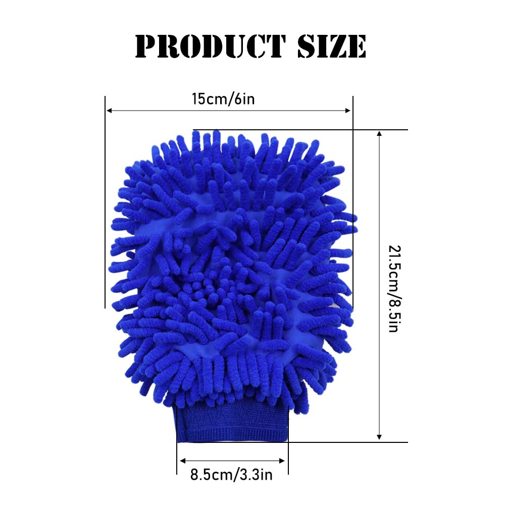 5 Pcs Premium Chenille Microfiber Car Wash Glove, Double Sided Scratch-Free Car Wash Mitt, Soft Car Wash Sponge, Microfiber Wash Mitt for Car Cleaning
