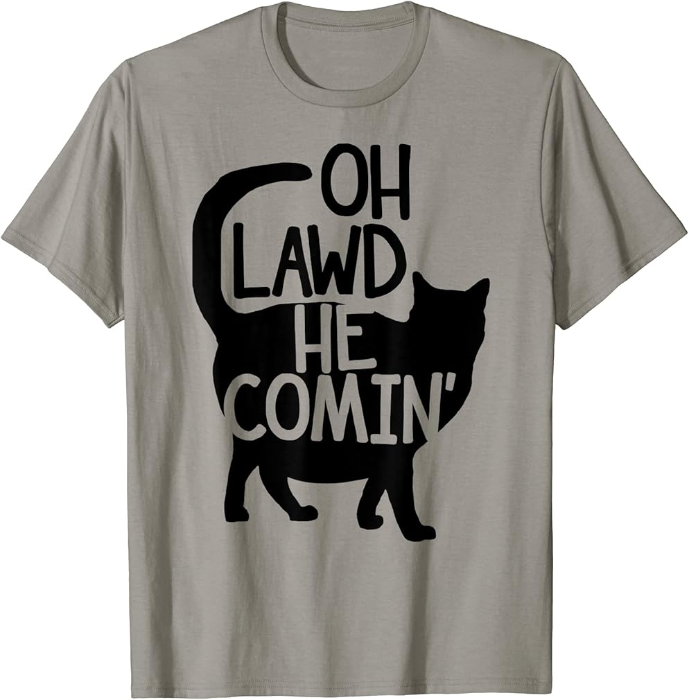 Chonk Fat Cat Dad Men Lazy Papa Christmas Oh Lawd He Coming T-Shirt