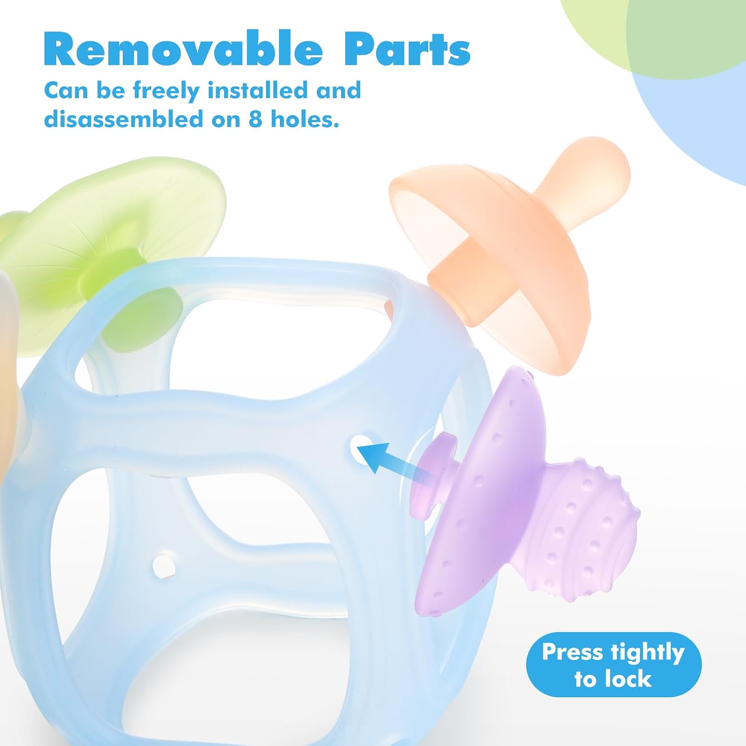 Baby Silicone Teether, Food-Grade Soft Silicone Teething and Sensory Toy, BPA-Free and Non-Toxic, Relieves Baby's Teething Discomfort, Featuring 4 Different Shapes of Teethers
