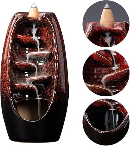 Miniatura 2 de Quemador de incienso de cerámica con 10 conos, decoración de cono de incienso en cascada con alfombra, adorno de aromaterapia, decoración del hogar