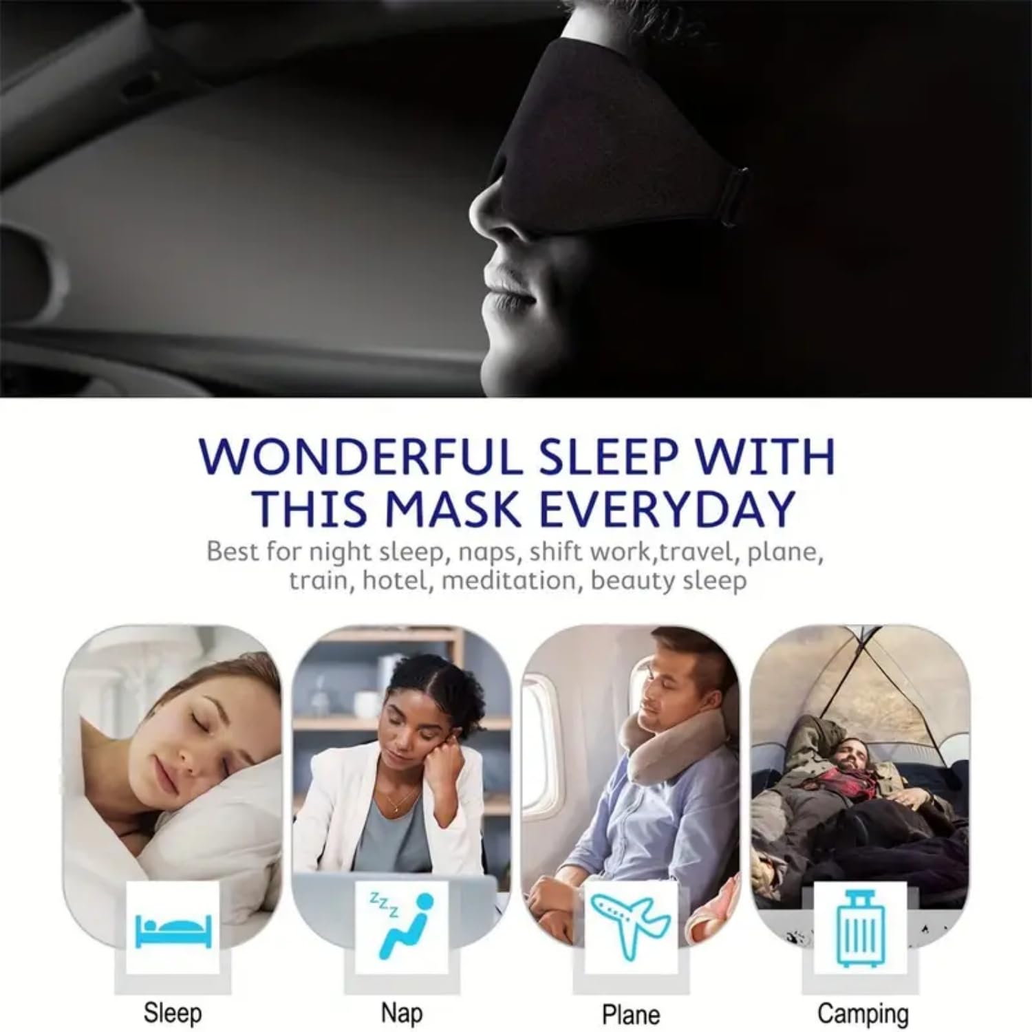Antifaz de seda para dormir, apto para FSA/HSA, máscara de ojos para dormir, cubierta de ojos de seda de morera pura, bloquea la luz agradable a la piel y ligera, reduce los ojos hinchados para