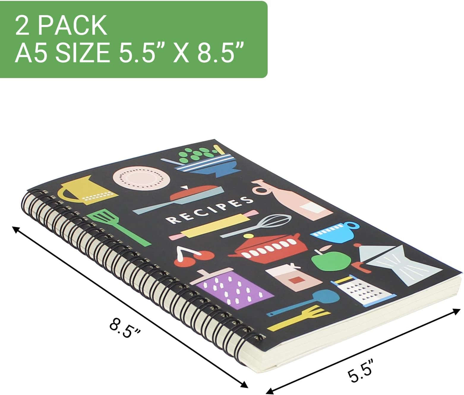 BPFY 2 Pack 5.5" x 8.5" Recipe Book to Write in Your Own Recipes, Blank Recipe Notebook, Spiral Cookbook Recipe Journal Notebook Include 120 Recipes Page (2Pack A5 Recipe Book Farmhouse)