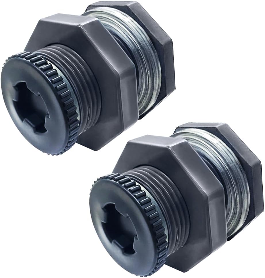 JoyTube NPT 1.5” Female PVC Heavy-Duty Bulkhead Fitting with Plug Silicon Seal Gasket Water Tank Connector for 2.56Inch Hole Saw Rain Barrels, Aquariums 2Pcs (Thickened Version)