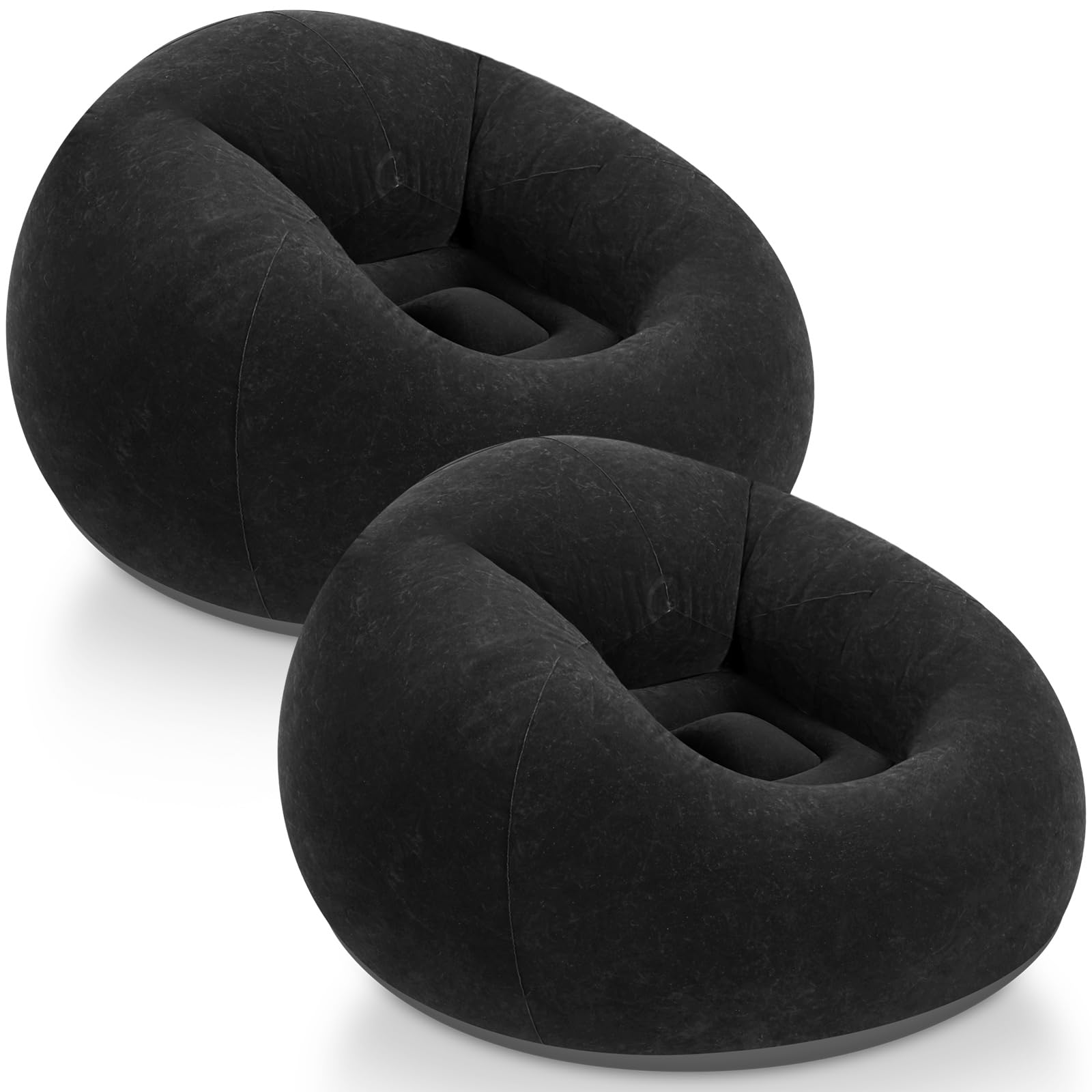 Photo 1 of Realspring Inflatable Bean Bag Chairs Outdoor Blow up Camping Chairs Inflatable Lazy Sofa Folding Portable Bean Bag Loungers Couch for Movie Night(Black,2 Pcs)