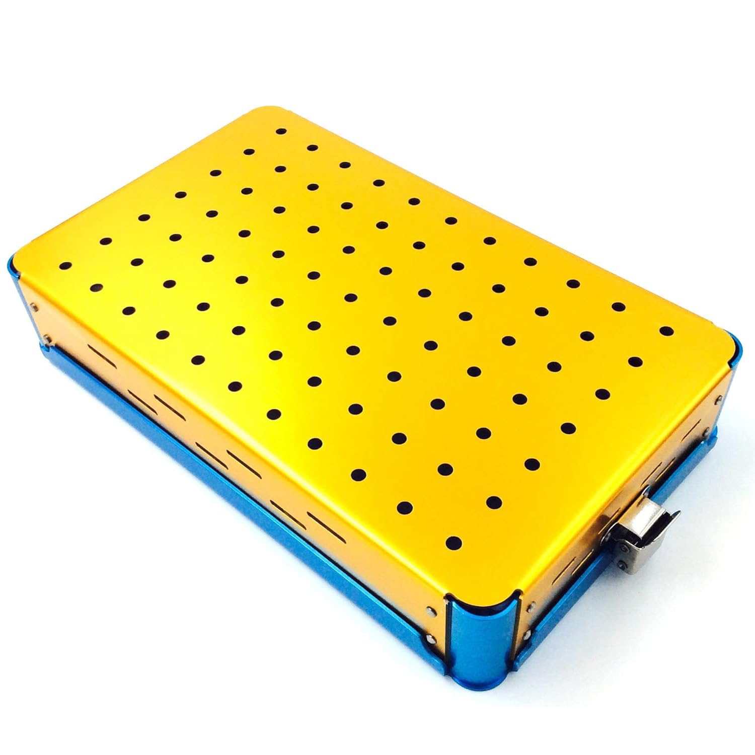 Caja de esterilización de instrumentos quirúrgicos médicos, bandeja de cesta ultrasónica de desinfección de aluminio con estera de silicona