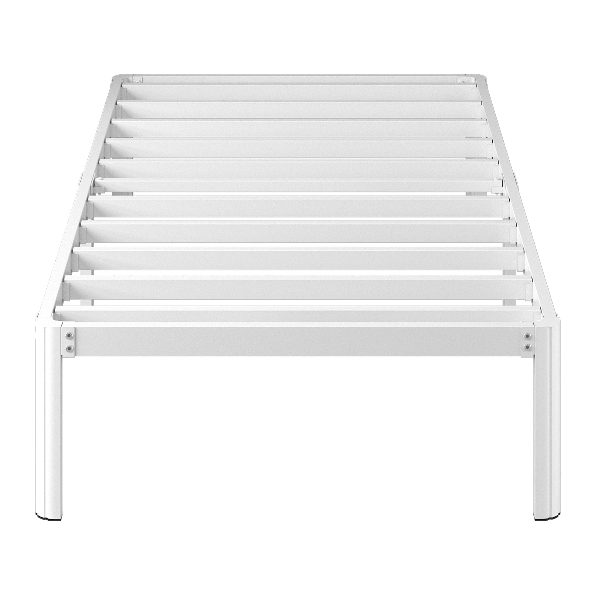 Lutown-Teen Cadre de Lit en Métal 75x190 cm - Lit Simple sur Pieds Ronds, Structure à Lattes Métallique Renforcée - Hauteur 36 cm, Blanc