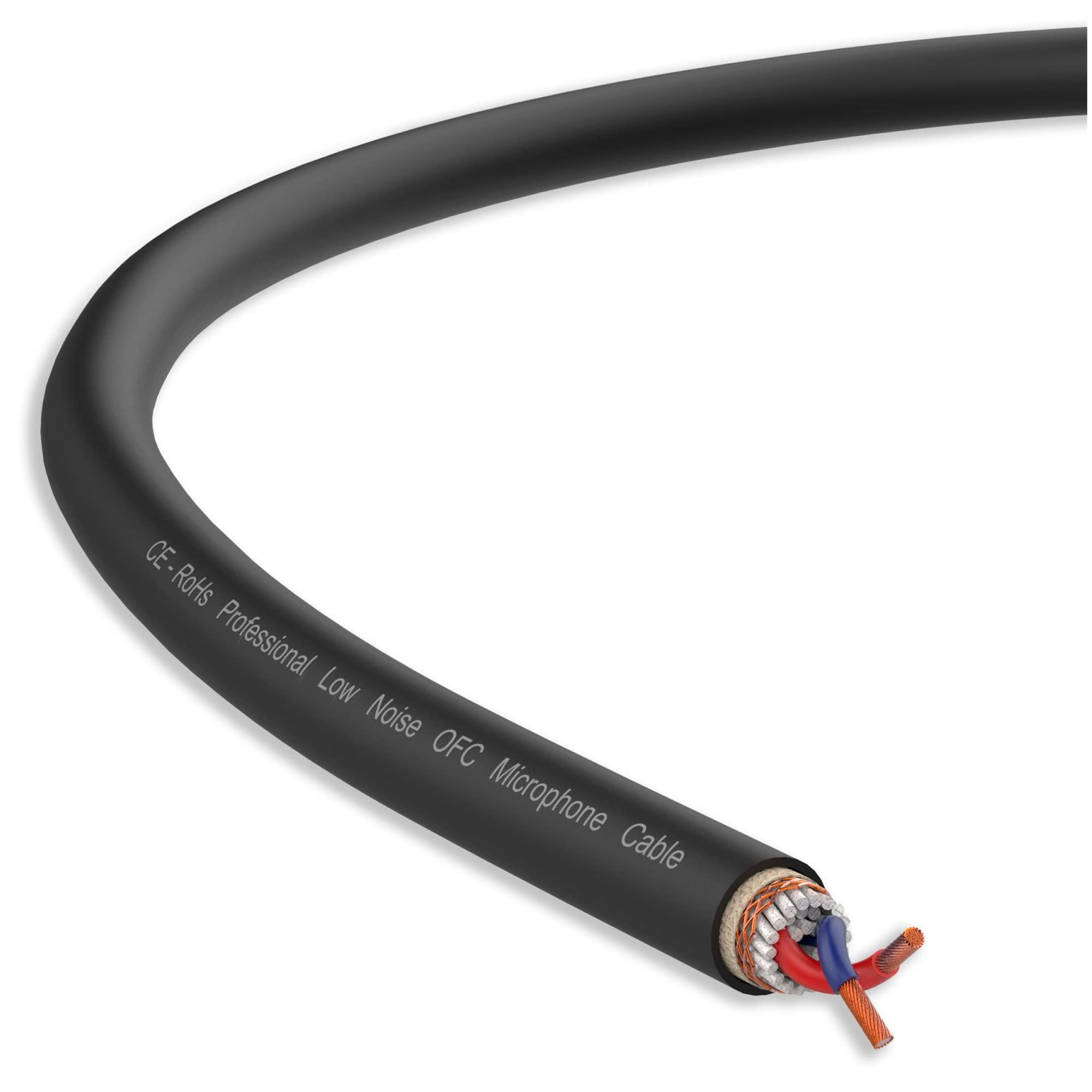 Audibax Silver BSM100 Nero - Avvolgicavo Microfonico Bilanciato - Lunghezza 100 Metri - Filo Intrecciato e Magliato - Copertura in PVC Flessibile e Resistente - Colore Nero