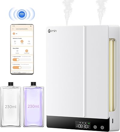 WiFi Smart Waterless Essential Oil Diffuser with APP Remote Control, Dual Tanks & Dual Mist โ Smart Timer, 2x230ml Oils, Wall Mountable or Desktop Aroma Sprayer for Home Bedroom Hotel Office