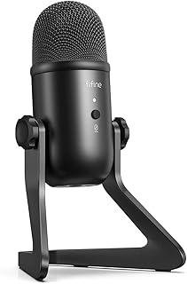 FIFINE USB Microphone Streaming Computer Microphone with Headphone Output&Volume Control,Mic Gain Control,Mute Button for Studio Recording, Gaming, Vocal, YouTube, Podcast on PC and Mac, ps4-K678
