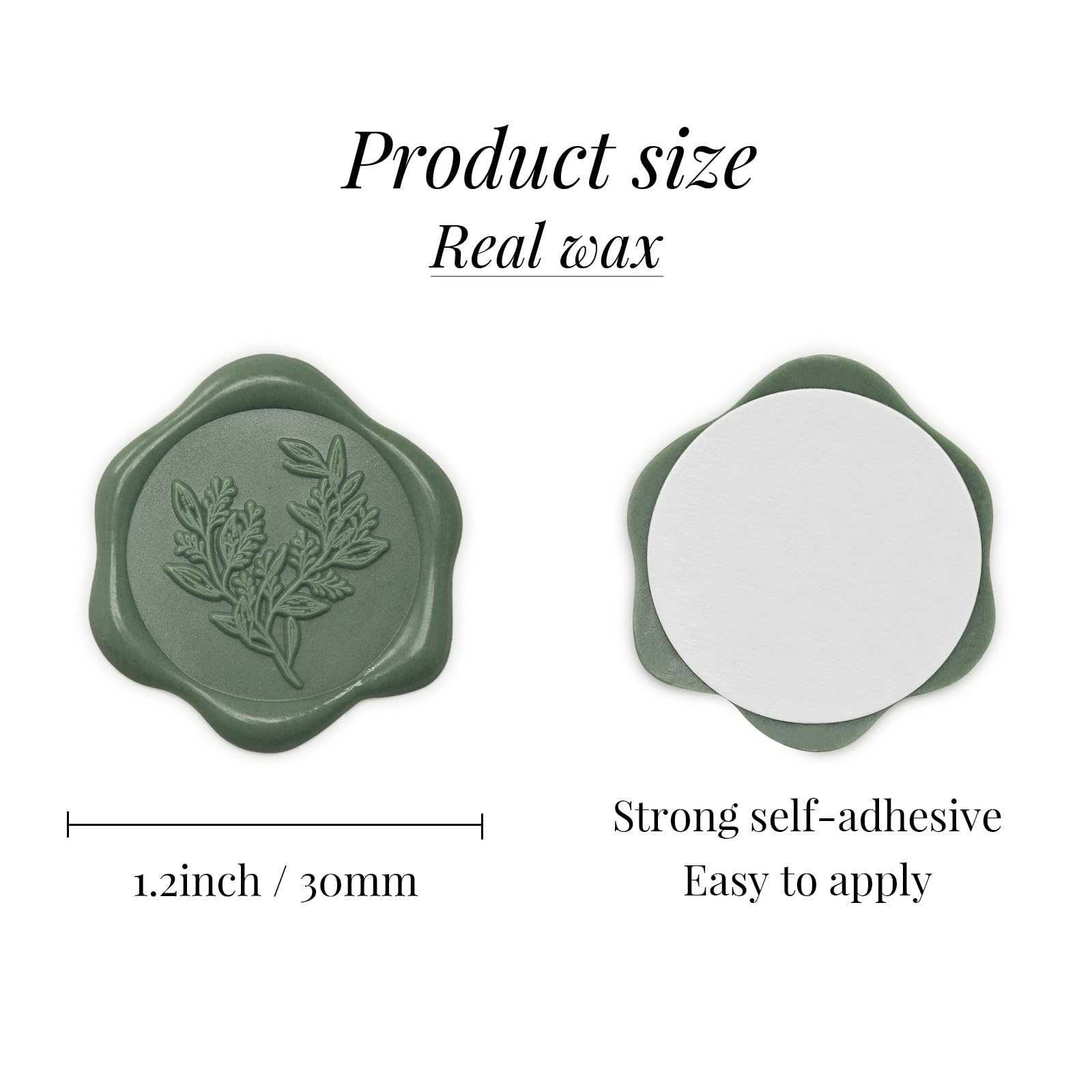 Condition photo showing New/Like New for UNIQOOO Wax Seal Stickers - Eucalyptus Wedding Invitation Envelope Seal Stickers, 100 Pcs Self- Adhesive Olive Green Stickers, Perfect for Invitation, Envelopes, Gift Wrapping, Christmas