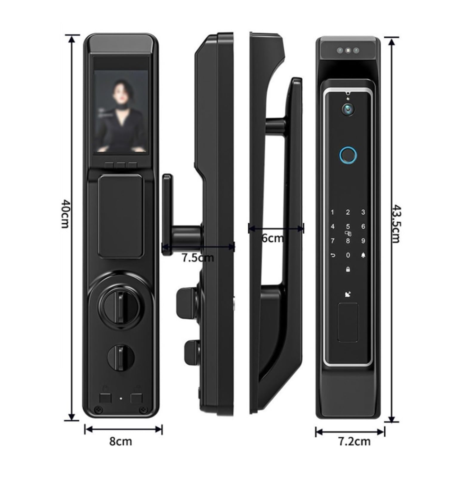 Serrure de porte intelligente à reconnaissance faciale avec empreinte digitale, serrure de porte d'entrée sans clé avec caméra, pour maison, bureau, hôtel, serrure de porte intelligente