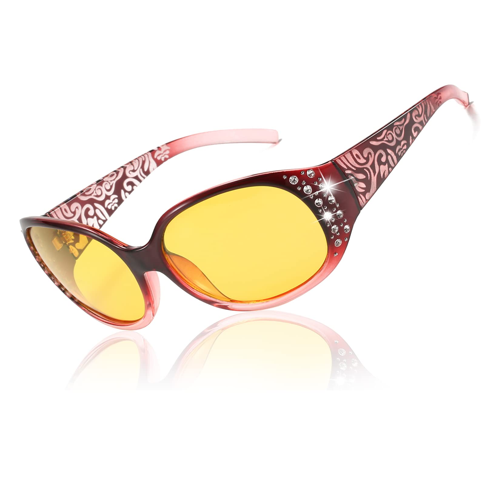 LVIOE Night Driving Anti Glare Bril voor Vrouwen Gepolariseerde Nachtelijke Rijbril, schildpad LVIOE Night Driving Anti Glare Bril voor Vrouwen Gepolariseerde Nachtelijke Rijbril, schildpad
