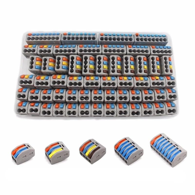HUFFA Caja de Juego de Conectores de Cables 222-412 222-413 222-415 Bloques de terminales Conectores rápidos híbridos de iluminación Mini enhebrador de Conductores Divisor(Lavender)