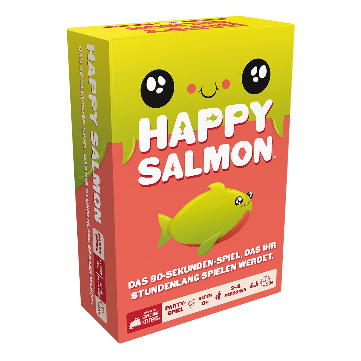 Exploding Kittens, Happy Salmon, Partyspiel, 3-8 Spieler, Ab 6+ Jahren, 90 Sekunden, Deutsch