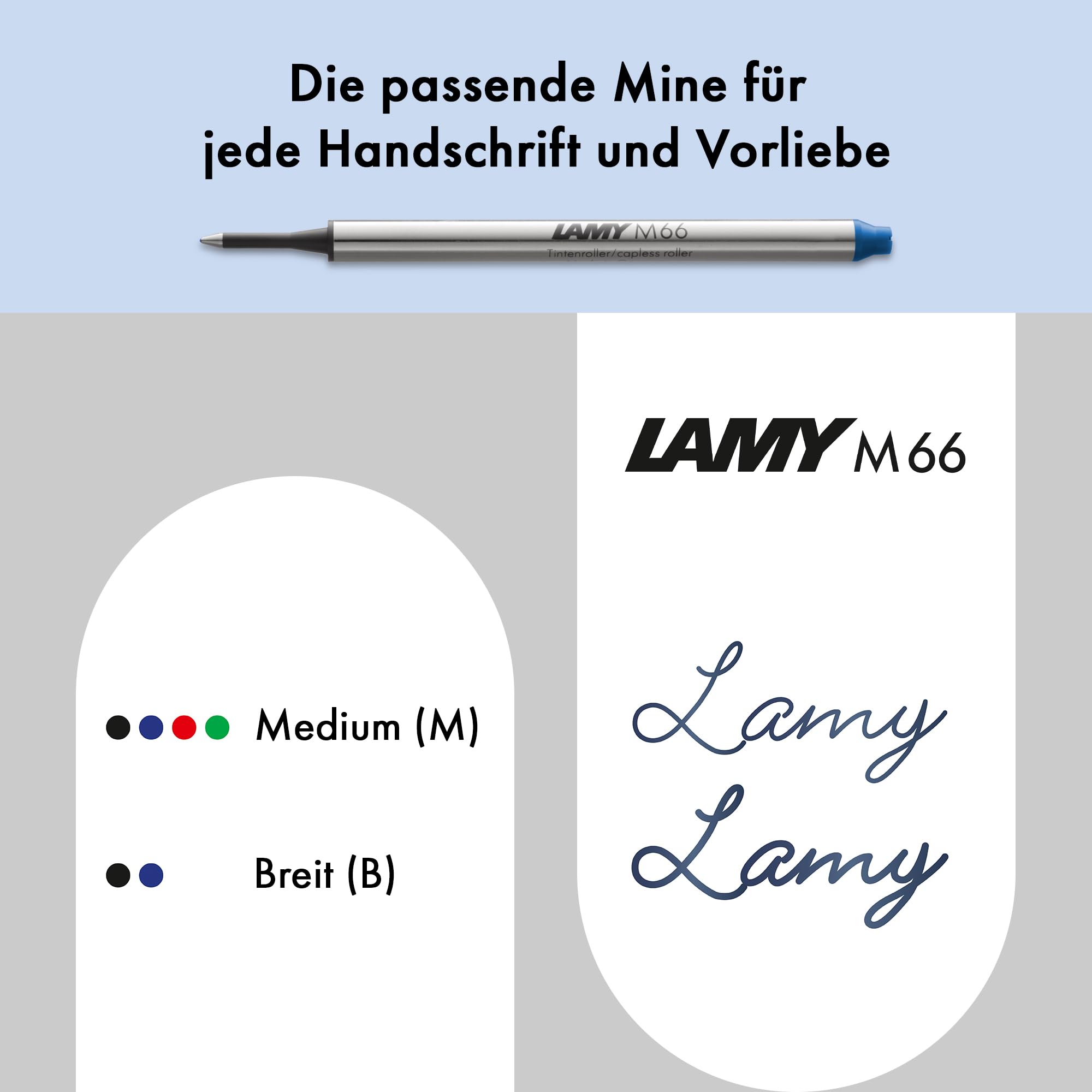Lamy swift black Tintenroller – schlichter Tintenroller mit flüssigem Schreibgefühl – robustes Gehäuse aus Edelstahl & in Strichbreite B – mit Tintenrollermine M 66 in blau