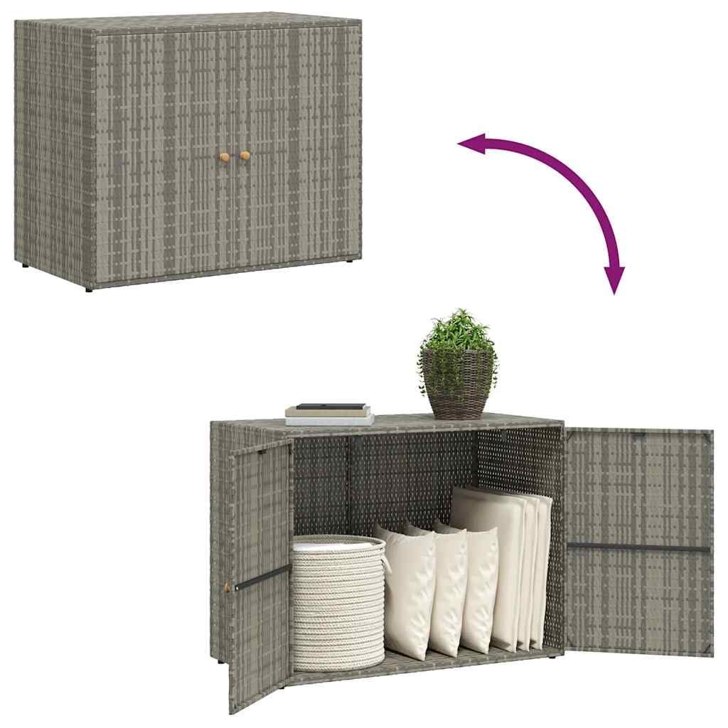 Armoire de rangement jardin Résine tressée Gris 100x55,5x80 cm