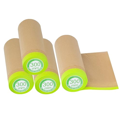 Papel de enmascarar precintado para pintar, 12 pulgadas x 50 pies, cinta y papel para pintores, rollo de papel protector adhesivo de pintura para