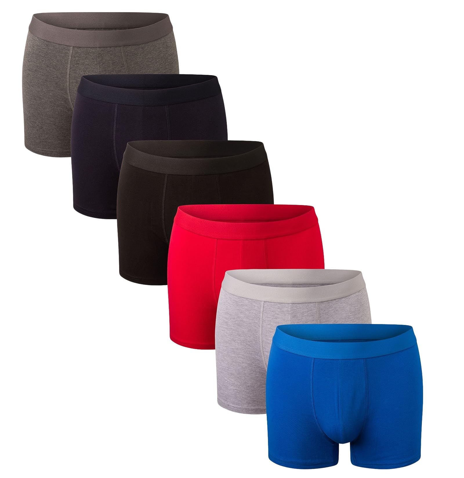 Bonjour Men's Assorted Hipster Boxers (6 & 12 Pack) Premium Cotton Rich, Fitted Trunks Underwear, M, ( Six Pack )