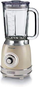 Ariete Vintage Cam Blender Bej 0583/03-1,5 Litre Kapasiteli Cam S rahi, 4 H z Kademesi, Pulse  zelli i ve Buz k rma Fonksiyonu, 4 Paslanmaz  elik B ak ile G l  Performans