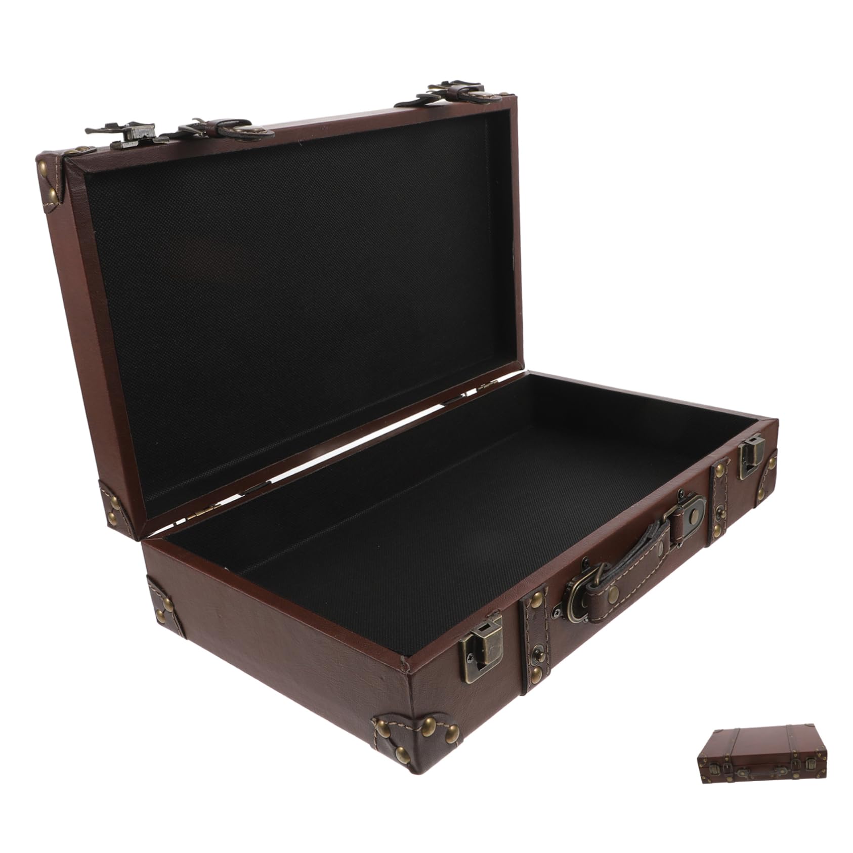 PRETYZOOM Valise Vintage Malle de Voyage Décorative, en Bois et Cuir