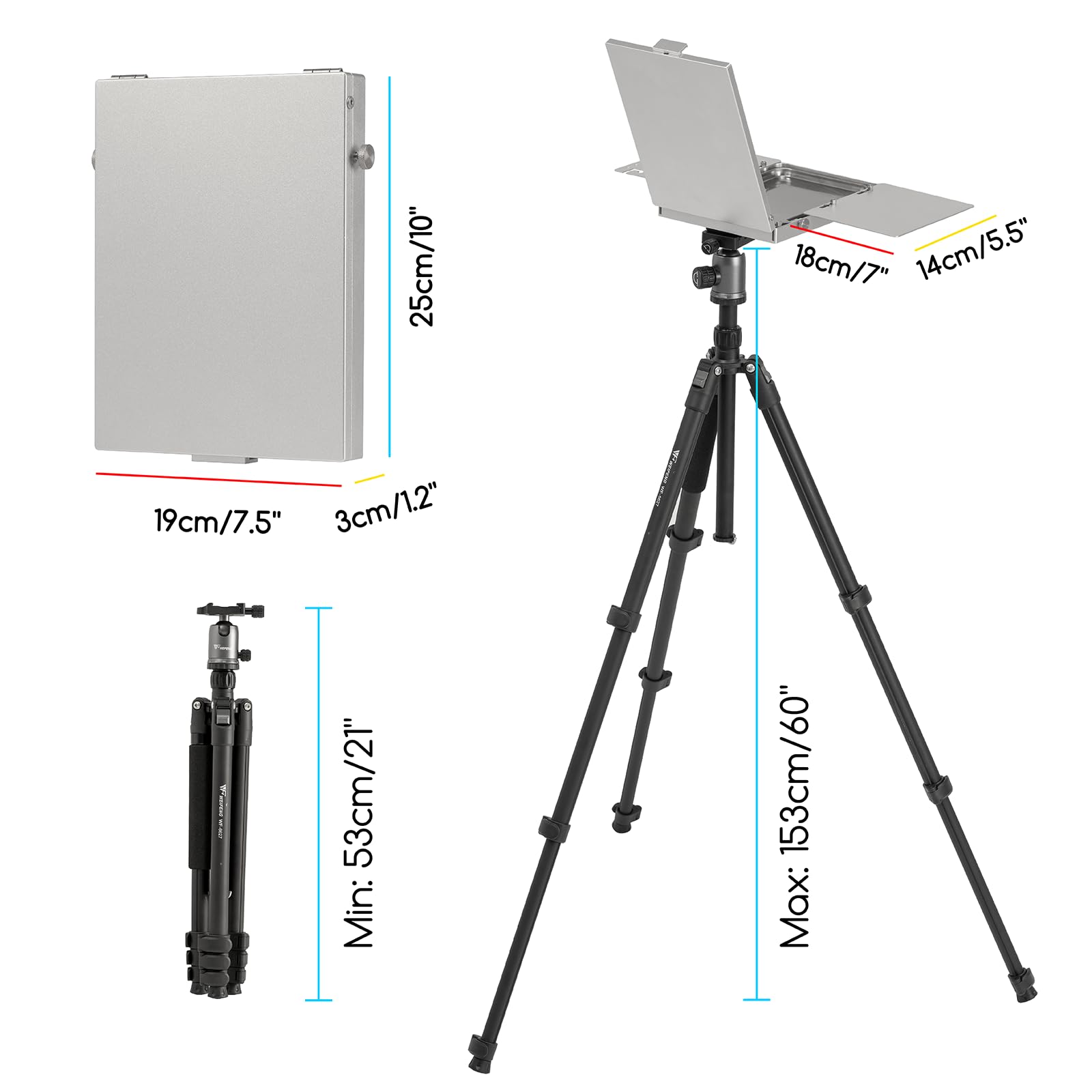 MEEDEN Caballete de aleación de aluminio, caballete Plein Air para pintar, trípode portátil ajustable para artistas, caballete de arte de viaje, caballete de mesa de escritorio
