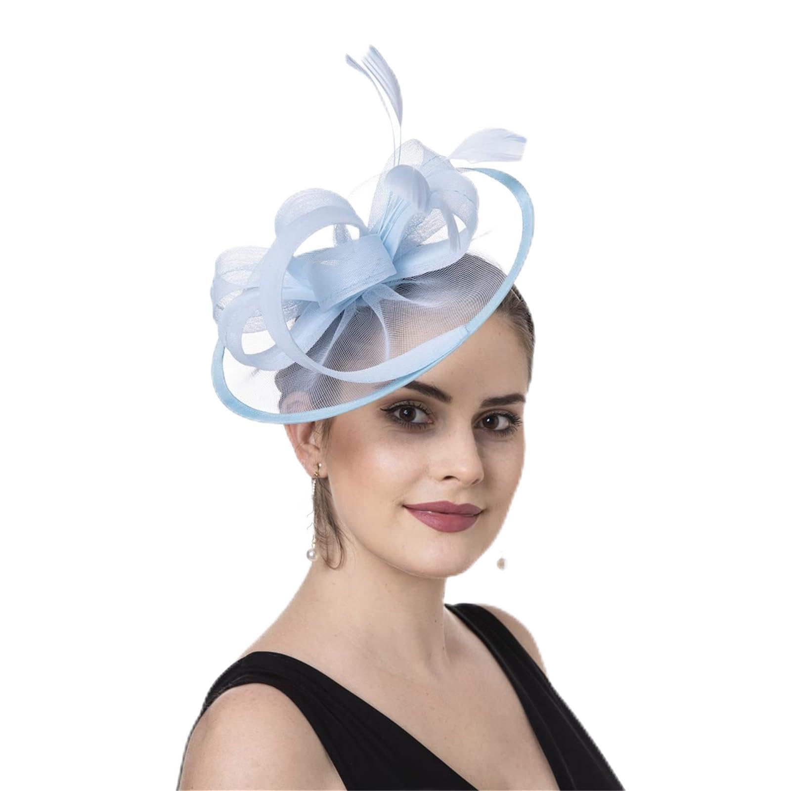 Zeiwohndc Feathered Headpiece Breathable Fascinator Hat with Headbands and Clip for Themed Event Cocktail Wedding Costumes Women ' s Cocktail Hat
