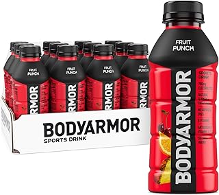 BODYARMOR Sports Drink Sports Beverage, Fruit Punch, Coconut Water Hydration, Natural Flavors With Vitamins, Potassium-Packed Electrolytes, Perfect For Athletes, 16 Fl Oz (Pack of 12)