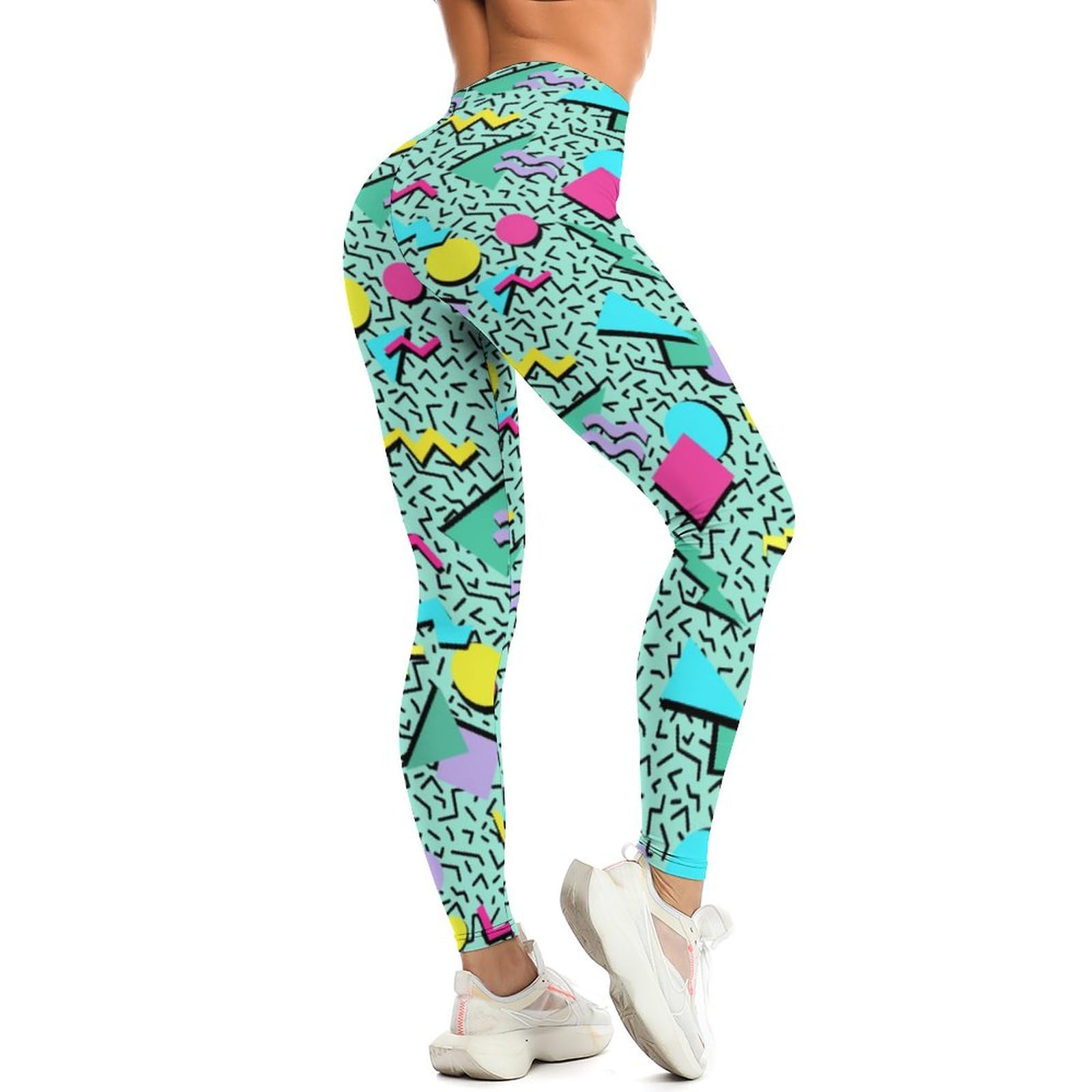 Women's 80s Leggings Artistic Splash Printed Buttery Soft Stretchy Pants High Waisted Seamless Workout Leggings