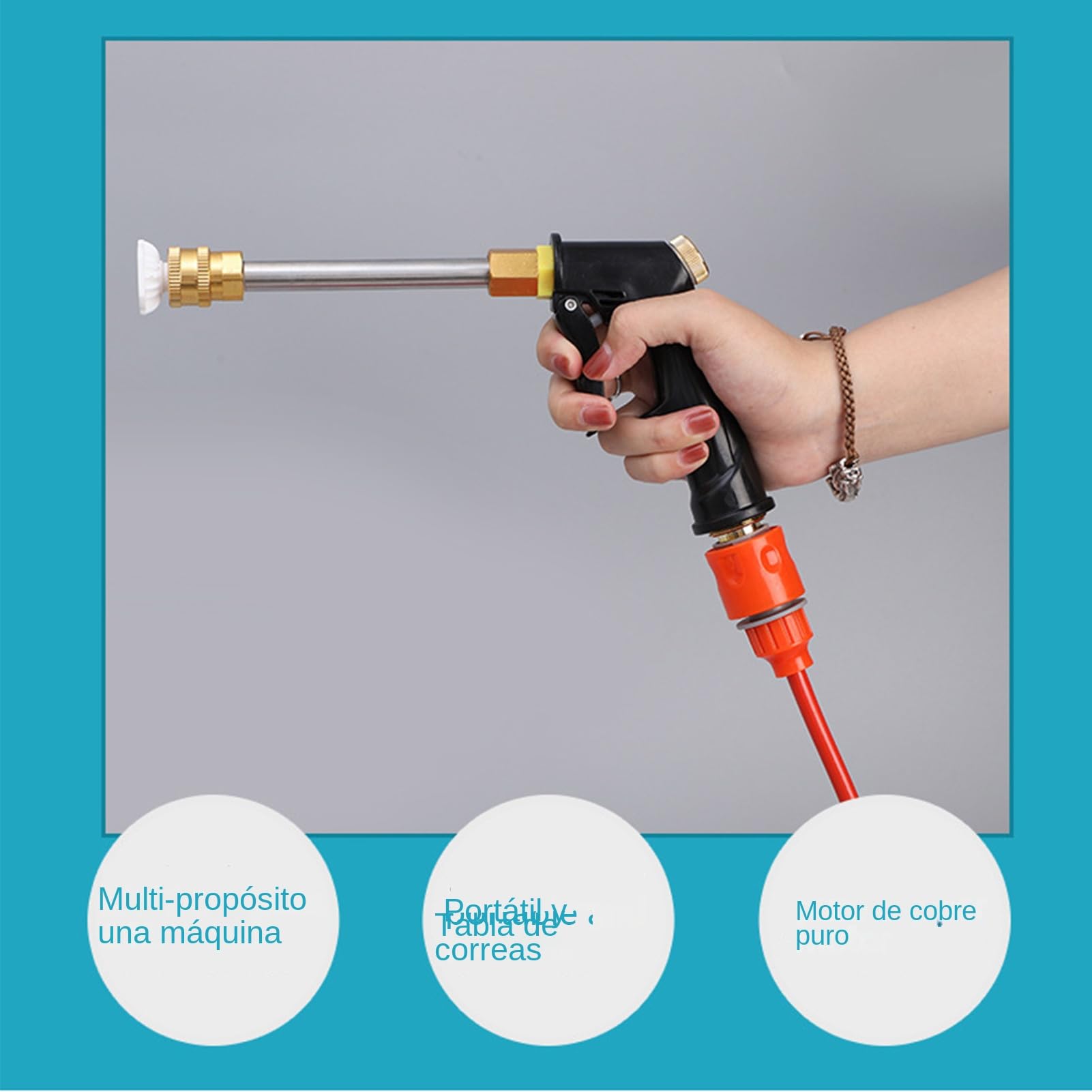 Hidrolimpiadora Para Coche con Manguera y Pulverizador de Bomba de Agua | Kit Lavado Coches 12V con Depósito Espuma Para camiones, coches, exteriores, patios, jardines, paredes, suelos, limpieza y