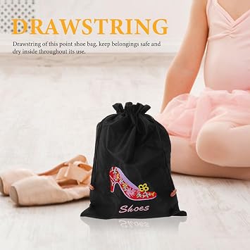 VANZACK Ballet Dance Bag - Wear-Resistant Drawstring Organizer for Pointe & Dance Shoes, Lightweight Travel Pouch for Practice and Fitness