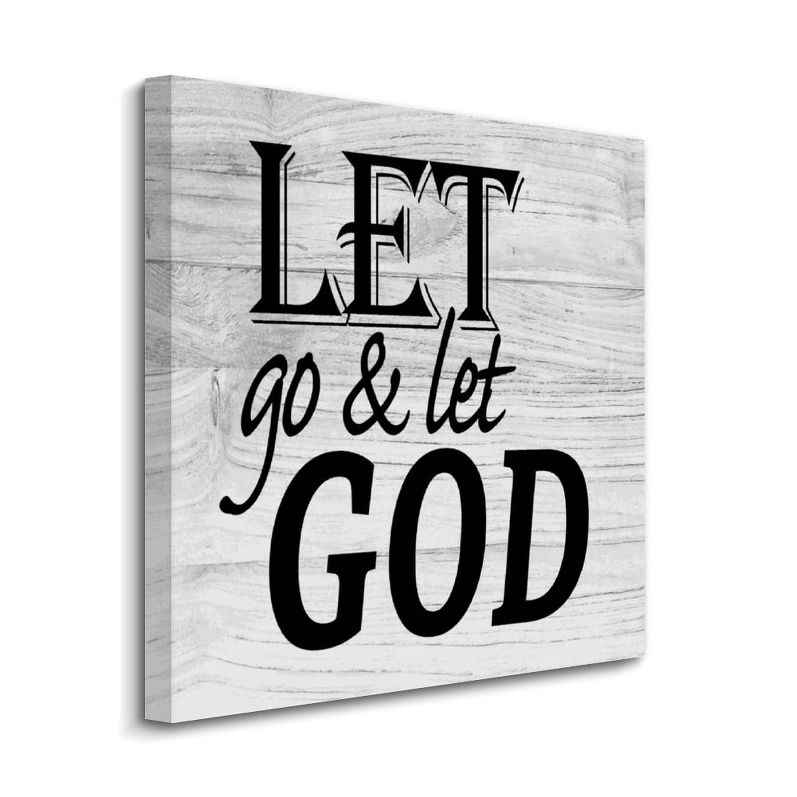Cuadro de lienzo motivacional Let Go & Let GOD para decorar el dormitorio con estilo rústico 8