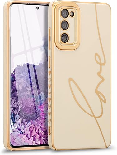 RALEAVO Funda para Samsung Galaxy S20 FE 5G, funda de lujo chapada en forma de corazón, funda delgada y suave de TPU a prueba de golpes, con